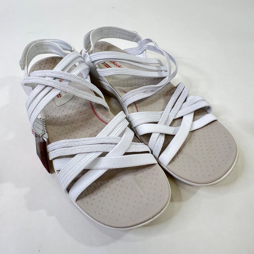 Skechers Womens Reggae‎ Cup Simply Biased Sandals White Size 10 New